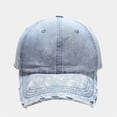 thumbnail image 3 of Washed Distressed Denim Baseball Cap for Men Women Vintage Retro Dad Hat with Frayed Edges and Holes, Soft Cotton Sun Protection Adjustable Trucker Cap for Everyday Casual Apparel Outdoor Gear, 3 of 4