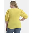thumbnail image 3 of Terra & Sky Women’s Plus Size Crinkle Knit Top with Short Sleeves, Sizes 0X-5X, 3 of 5