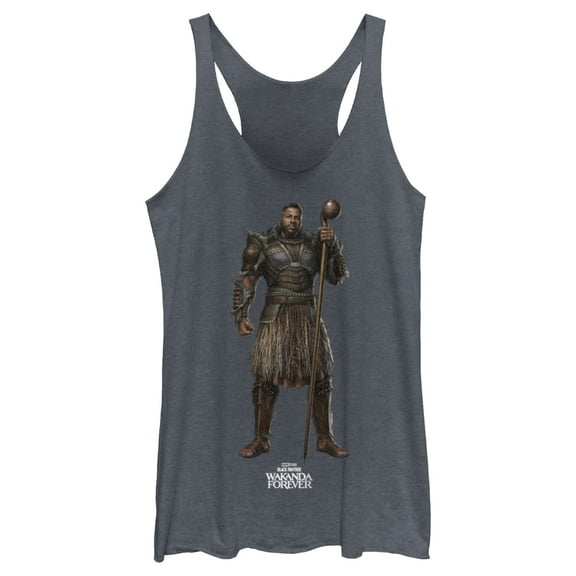 Women's Black Panther: Wakanda Forever Lord M'Baku Standing Tall Racerback Tank Top Navy Blue Heather 2X Large