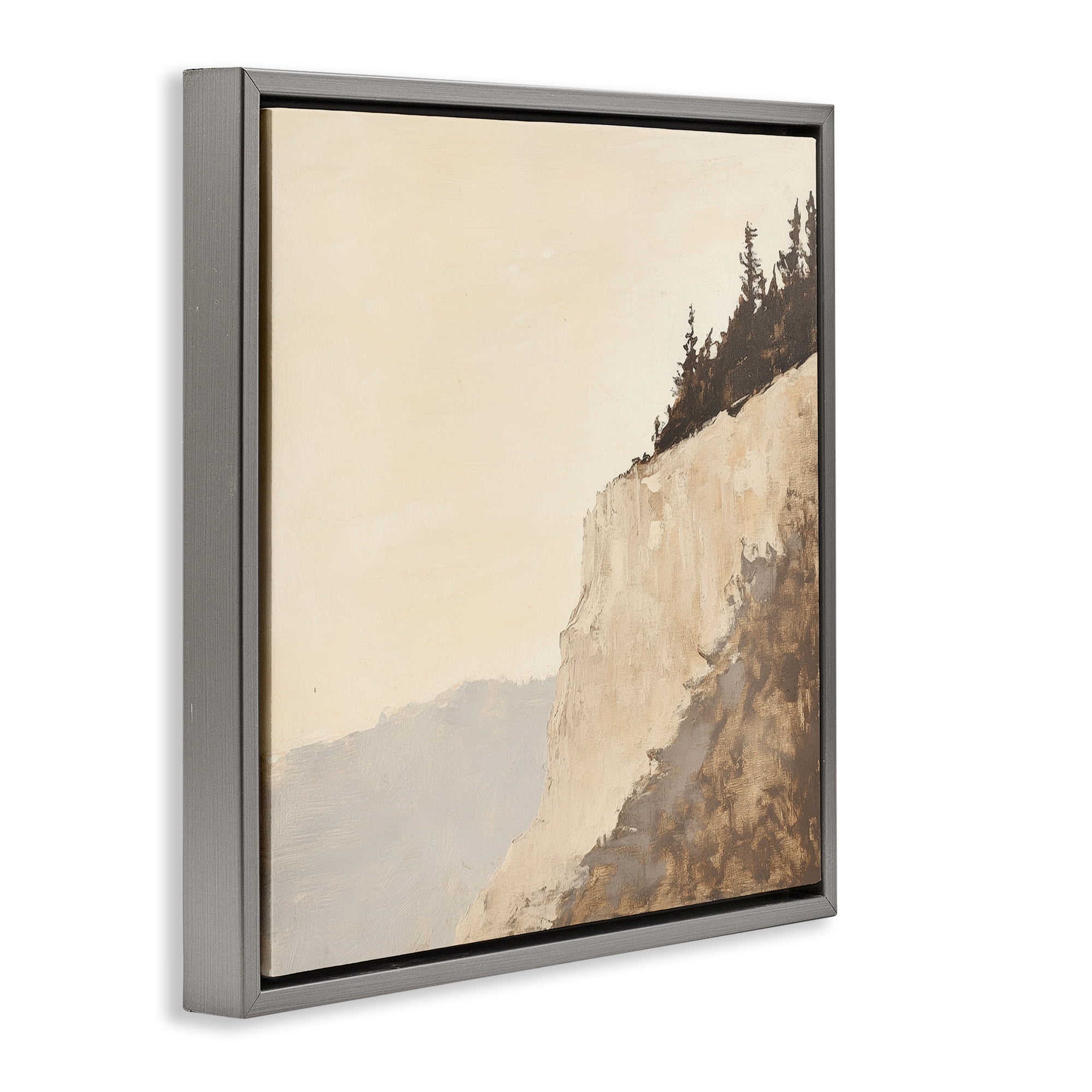 Stupell Industries Serene Cliffside Vista Gray Framed Floater Canvas Wall Art, design by Petal Prints Design
