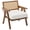 Beige | Teddy Fleece, variant on TacleeKii Mid-Century Rattan Chair, High Back Accent Armchair, 300lb Capacity, Beige