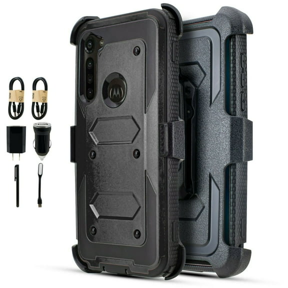 Value Pack ! for Moto G Stylus 2020 XT2043 Heavy Duty case Phone Case 360° Cover Screen Protector Clip Kickstand Holster Hybrid Shock Bumper (Black)