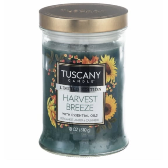 Tuscany Candle Limited Edition Harvest Breeze: Bergamot, Amber and Cashmere Scented Jar Candle, 18 oz
