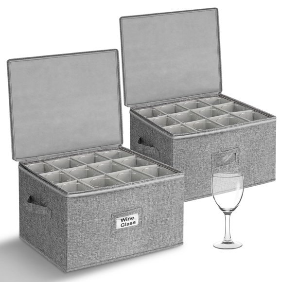 Caja de almacenamiento para copas de vino punemi, estuche rígido de 2 piezas