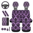 thumbnail image 6 of HUIACONG Floral Car Seat Cover Full Set for Women Girly Universal 14 Pcs Flowers Car Accessories Steering Wheel Cover Center Console Cover Seat Belt Pads Headrest Cover Coasters Keychain, 6 of 8