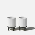 thumbnail image 2 of Veradek Mason Series Raised Demi 12" Plastic-Stone Planter with Stand - 2-Pack White/Black, 2 of 10