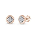 thumbnail image 2 of AFFY 14K Rose Gold Over Sterling Silver Round Cut Natural Diamond Clover Stud Earrings For Women's (0.25 Cttw. J-K Color, I2-I3 Clarity), 2 of 4