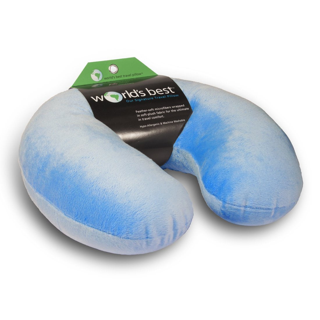 unknown World's Best Feather Soft Microfiber Neck Pillow, Light Blue