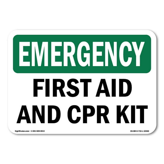 OSHA EMERGENCY Sign - First Aid And CPR Kit | Plastic Sign | Protect Your Business, Construction Site, Warehouse & Shop Area | Made in the USA