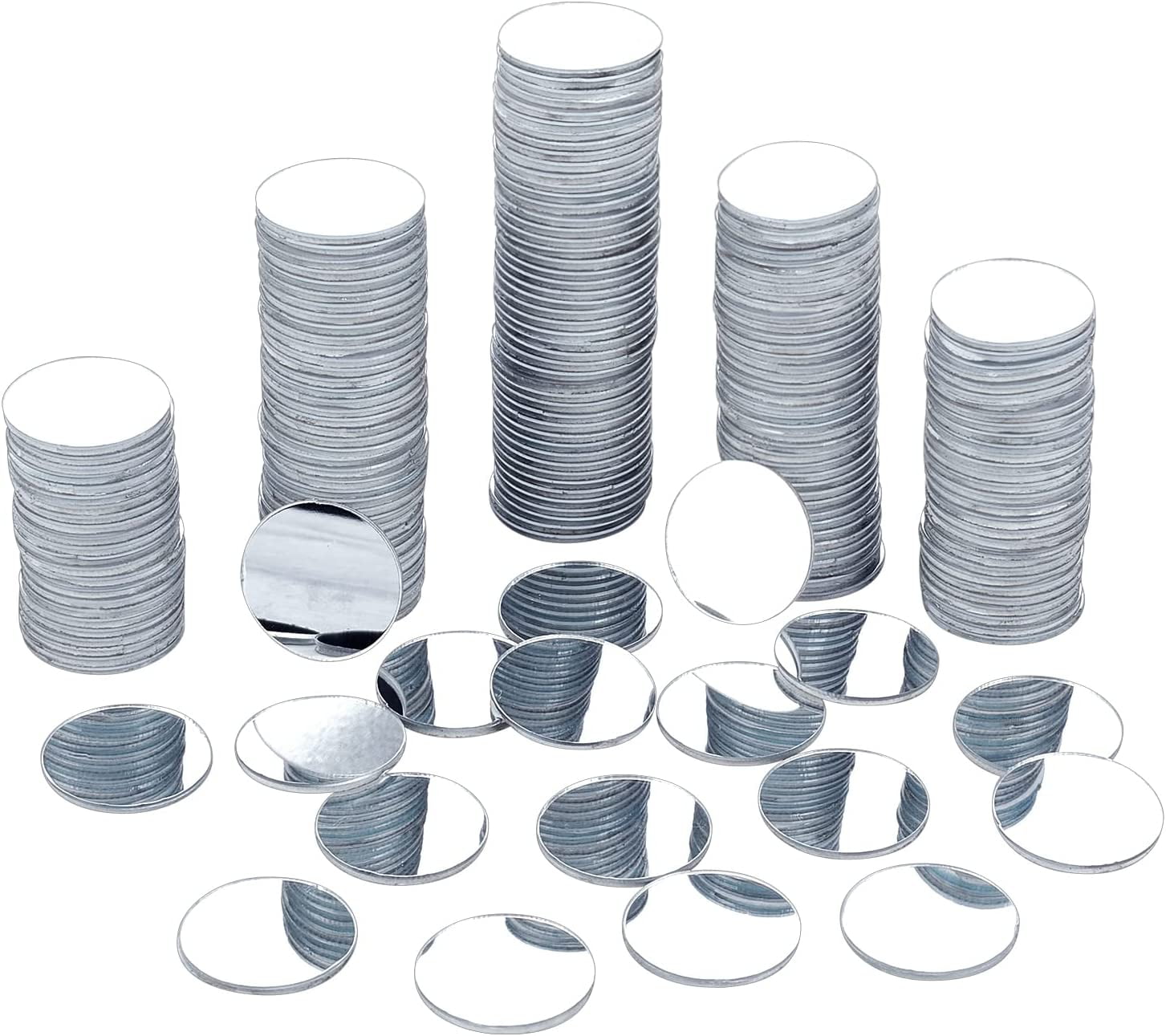 200pcs Round Acrylic Mirror 1 Inch Adhesive Round Craft Mirror Tiles