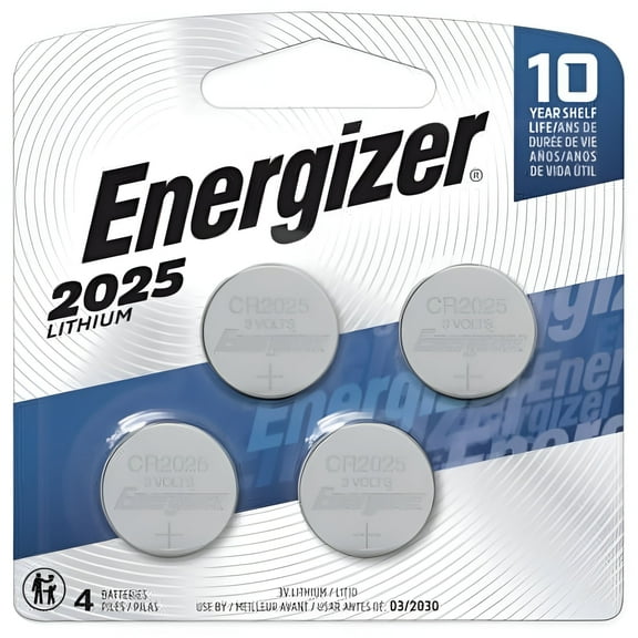 Energizer CR2025 Coin Batteries (4 Pack), 2025 3V Lithium Batteries, Long-Lasting Power Compatible with Key Fobs, Watches and more