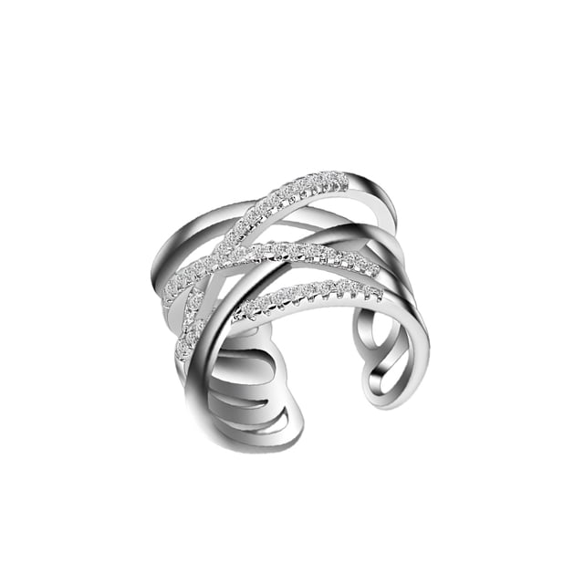 Guardurnaity Anillo de doble capa abierto ajustable geometría cruce anillos joyería encontrar para bodas fiestas mujeres ocio diario Ropa, zapatos y accesorios Miscelánea Plata