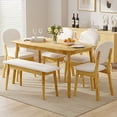thumbnail image 5 of Ktaxon Solid Wood Dining Table Set for 6, Mid-Century Dining Room Table with 4 Padded Chairs & Bench, 47.3" Dining Room Set for 4~6 Family Use, Natural Wood, 5 of 8