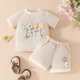 thumbnail image 2 of Odeerbi 9M-4Y Niños Niñas Verano Conjuntos Bordado de Flores Manga Corta Camiseta Pantalones Cortos Conjunto de Dos Piezas, 2 of 9