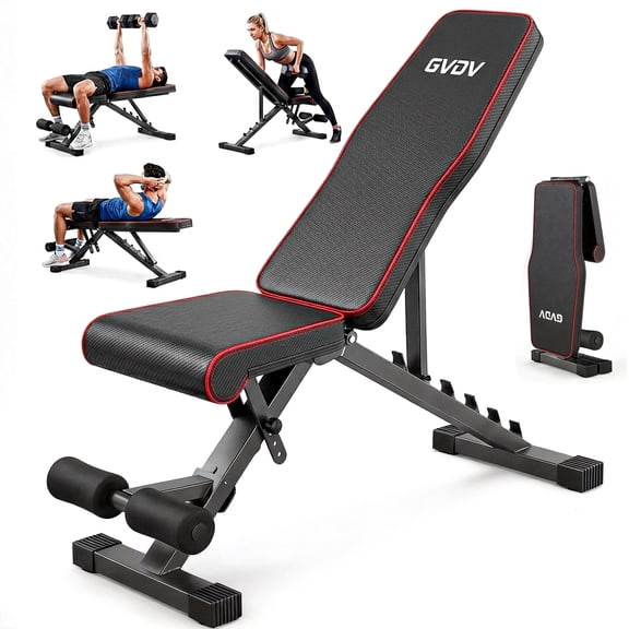 GVDV Adjustable Weight Bench for Full Body Workout, Foldable Bench for Home Gym Strength Training