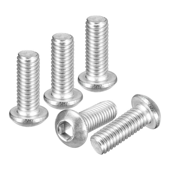 Uxcell M6-1x16mm Button Head Socket Cap Screws - 30Pack - Good for Road Bicycle, Mountain Bike, Auto, Motorcycle - 304 Stainless Steel Whitewashed - Hex Drive Fasteners