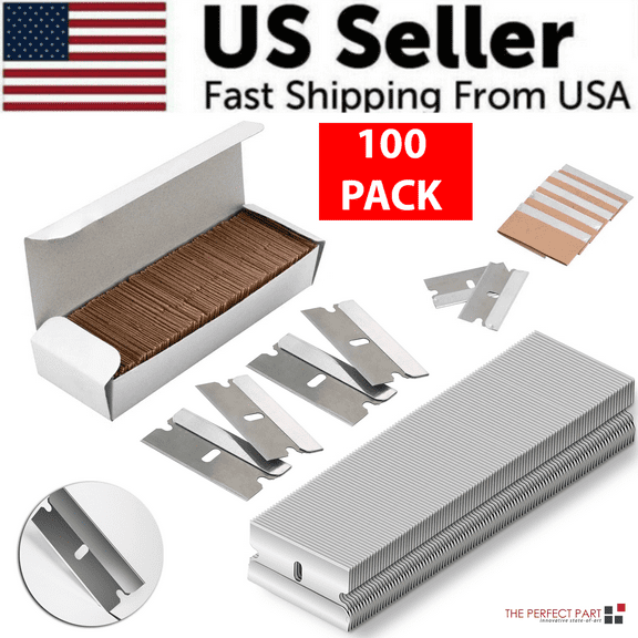 100 PCS Razor Blades Single Edge Extra Sharp Heat Treated Safety Knife Scrapers