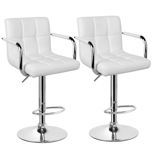 Smilemart Faux Leather Adjustable, Faux Leather Bar Stools With Arms