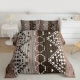 thumbnail image 2 of Homewish Fashion Western Aztec Queen Comforter Set for Female, Abstract Stripes Ombre Bedding Sets, Brown Hippie Triangle Reversible Bedding Comforter Set, Super Cozy Room Decor, 3-Piece, 2 of 8