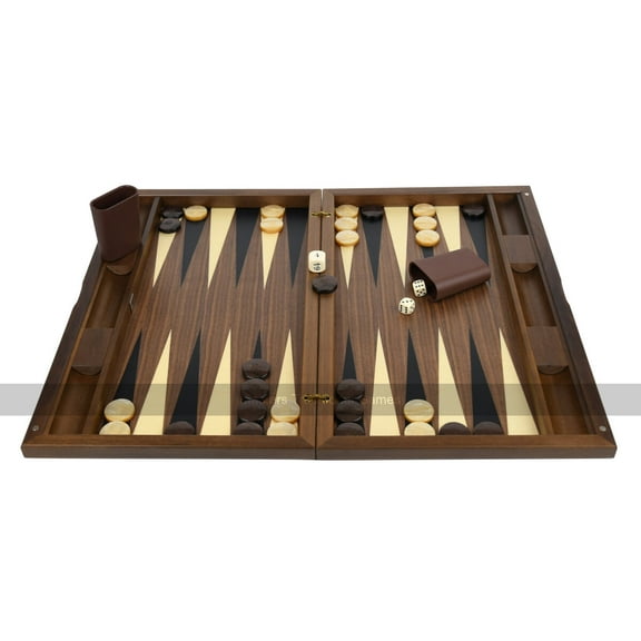 Dal Negro Treviso Iridescent 19-inch Wooden Backgammon Set in Decorative Walnut Case with Accessories