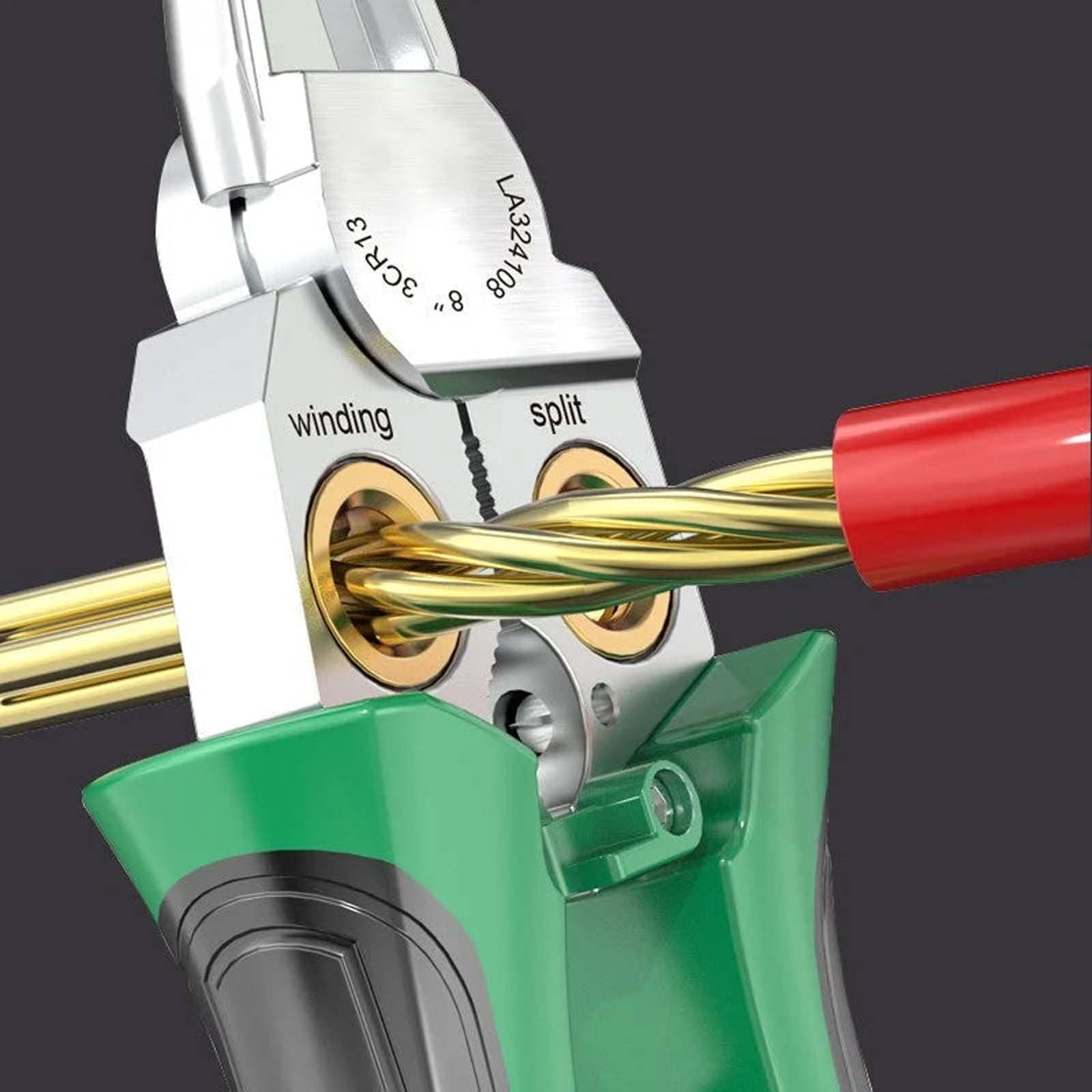 Wire Strippers with Electricity Measurement Function, 8 in1 Wire Stripping Pliers for Cutting and Pulling Wires, Cable Scissors for Scraping and Pressing Wires with Voltage Test