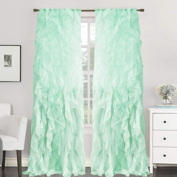 Cortinas de gasa transparente con volantes de la colección Sweet Home, 108 x 50 cm