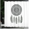 thumbnail image 4 of Ambesonne Feather Shower Curtain, Aztec Dream Catcher, 69"Wx84"L, White and Charcoal Grey, 4 of 5