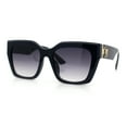 thumbnail image 5 of Womens Thick Square Horned Cat Eye Luxe Designer Rectangle Sunglasses Navy - Smoke, 5 of 8