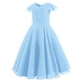 thumbnail image 2 of IBTOM CASTLE Flower Girls Chiffon A-line Party Dresses Wedding Junior Bridesmaid Princess Pageant Communion Maxi Gowns 11-12 Years Light Blue, 2 of 8