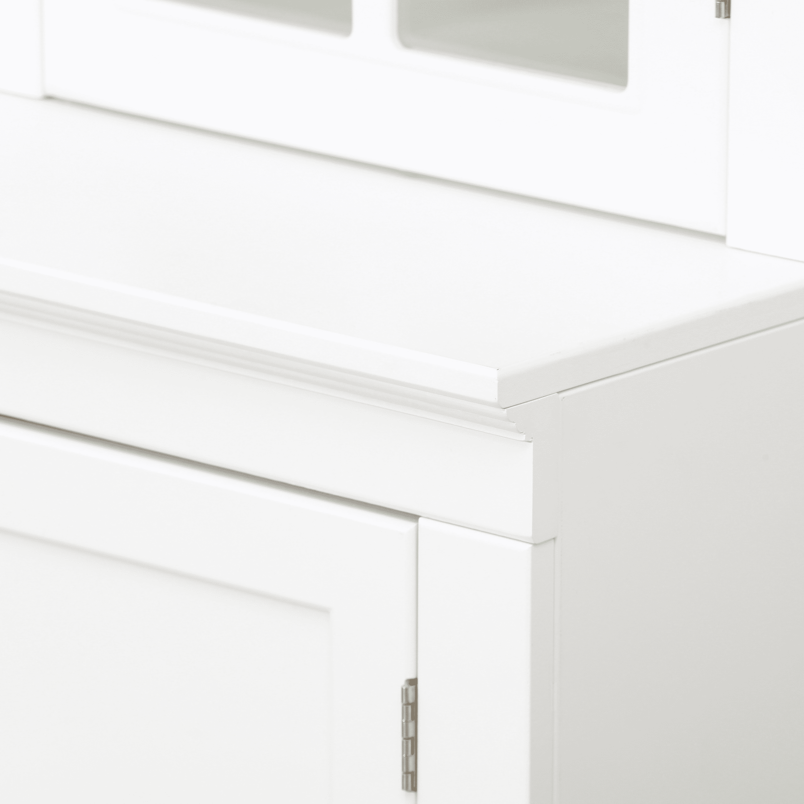 Euroco 2x 75.25'' Tall Display Cabinets and Two Triangle Sided Bookshelves, 105.5'' Wide Retro Style Wall Suit with Glass Doors, for Hallways, Living room, Office, Studio or Workspace - White