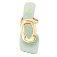 thumbnail image 2 of FSJ Women Chic Square Open Toe Flip Flops Slip On Gold Detail Kitten Low Heel Thong Sandals Casual Summer Beach Party Shoes Size 7.5 Pale Turquoise, 2 of 4