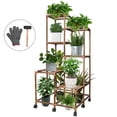 thumbnail image 1 of Support de Plantes en Bois à 6 Niveaux avec Roues, Étagère à Plantes pour Intérieur Extérieur, 1 of 7