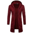 thumbnail image 2 of Baqcunre Hoodies For Men Hooded Trench Fashion Mens Blouse Long Cardigan Solid Jacket Outwear Sleeve Coat Men'S Coats Jackets Sweatshirts For Men Tops For Men Wine Red L, 2 of 3