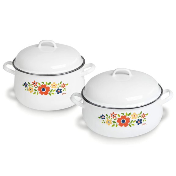 Juego De Ollas Cinsa Blanco De Acero Vitrificado