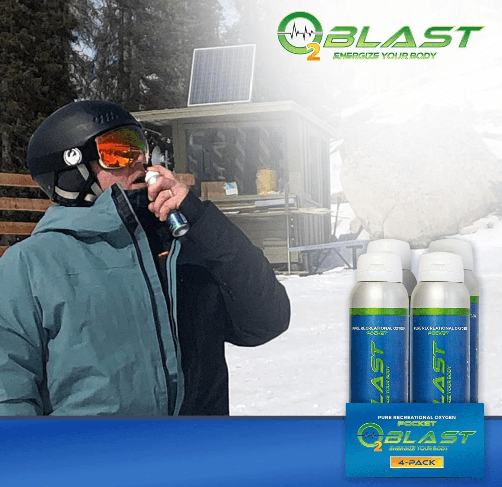 O2 Blast“ Pure Oxygen for Energy, Recovery & Performance - 4-Liter Can with Sanitary Flip Top Cap, Pack of 4