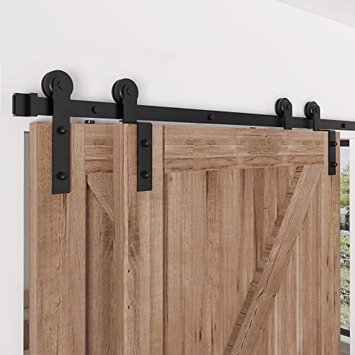 Zekoo 4 Ft 12 Ft Bypass Sliding Barn Door Hardware Kit Single Track Double Wooden Doors Use Flat Track Roller One Piece Rail Low Ceiling 5ft Single Track Bypass Walmart Com Walmart Com