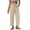 Khaki #010, variant on Womens Wide Leg Linen Pants Elastic Waist Lightweight Casual Flowy Palazzo Lounge Trousers with Pockets, 2XL