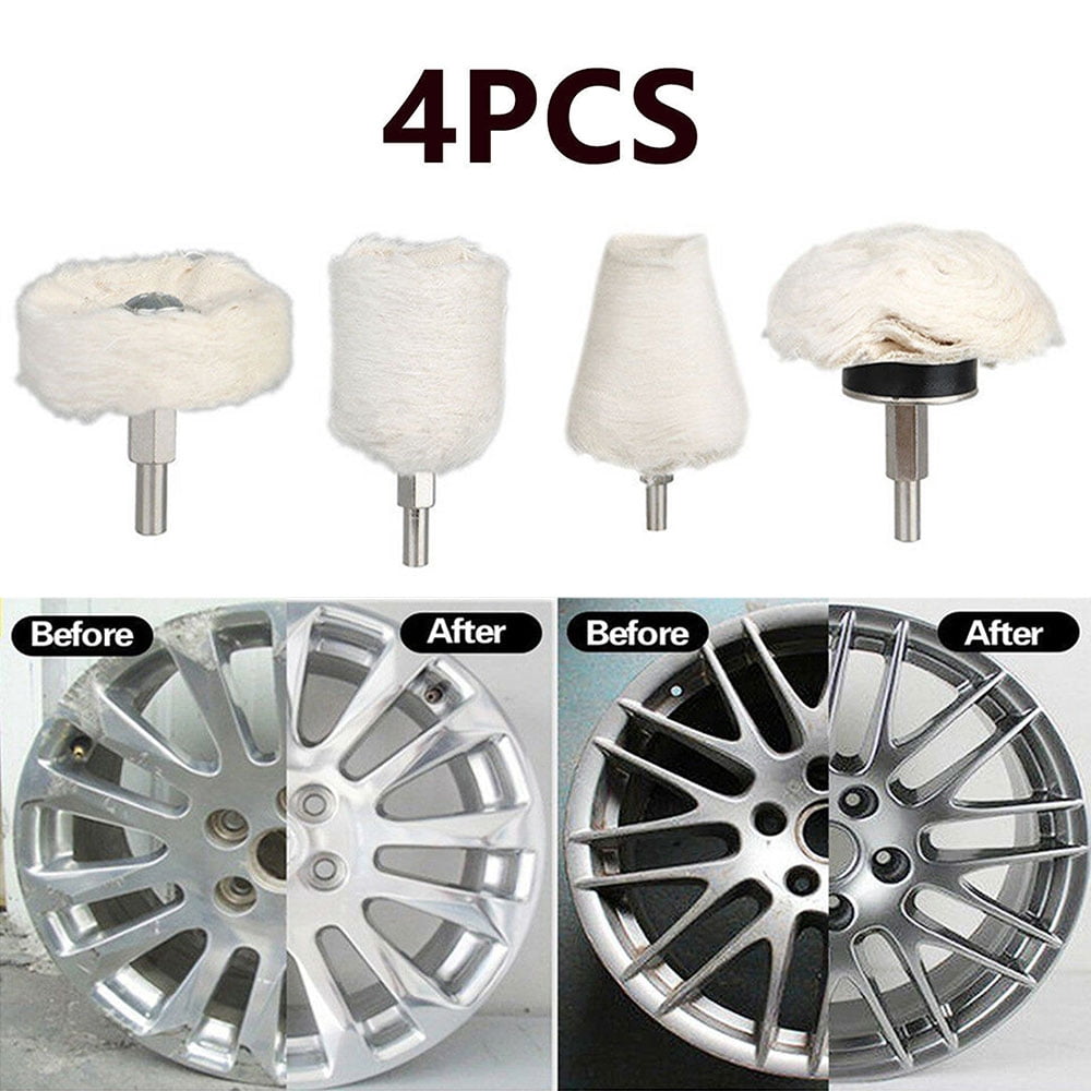 4Pcs Polishing Mop Buffing Pad Kit for Car Motorcycle Wheels Manifold Tire Rim 