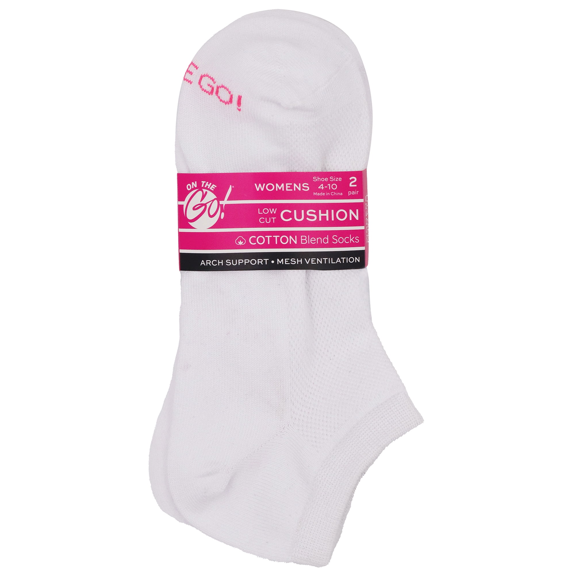 On the Go Women's Low Cut Socks (White Solid, 2 Pair)