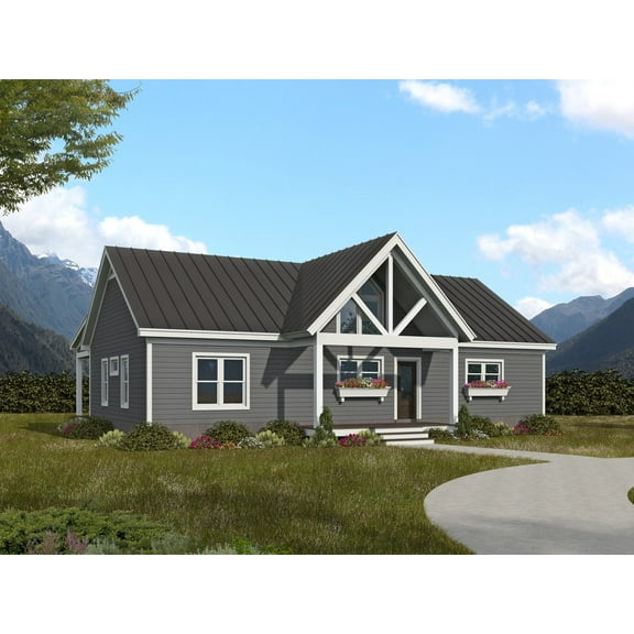 763-14681: Traditional Country 3 Bed, 2 Bath Luxury Home Plan, 1468 Sq Ft: Full Blueprints with License to Build by Home Plan Marketplace - Lesuto