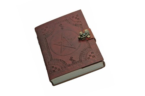 SZCO Supplies Star Journal with Lock – 5” x 7” Leather Cover, Embossed Design