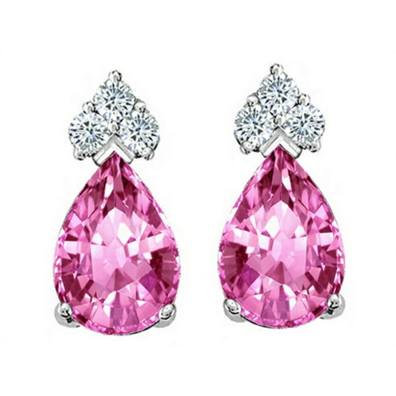 Tommaso Design� Pear Shape 8x6mm Created Pink Sapphire Earrings Studs