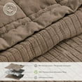 thumbnail image 4 of EVERGRACE Stonewashed Cotton Quilt Set King Size, Ultra Soft Oversized Bedspread Coverlet Set, Lightweight Crinkle Box Stitch Bedding Sets for All Season, with 2 Shams, Mocha Brown, 4 of 7