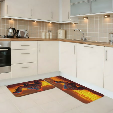 

Kitchen Mats for Floor 2 Piece - Mystical Sunset Camel Anti Fatigue Mats for Kitchen Floor Kitchen Rugs Non Slip Washable Mat for Home Kitchen Decor