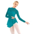 thumbnail image 3 of ZDHoor Women's Long Sleeves Lace Figure Ice Roller Skating Ballet Dance Leotard Dress Costume Teal S, 3 of 7