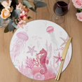 thumbnail image 3 of Pink Coastal Round 13 Inch Placemats Set of 6, Summer Ocean Coral Jellyfish Seahorse Starfish HeatResistant Non Slip Place Mats for Dining Table, Wipeable Braided Kitchen Table Mats for Housewarming, 3 of 9