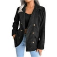 thumbnail image 4 of Odeerbi Blazer Jackets for Women 2024 Office Work Suit Jacket Solid Color Double Breasted Autumn And Winter Small Suits Black, 4 of 5