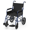 Magshion Folding Transport WheelChair, Foldable Rollator Chair with Swing-Away Footrests, Flip Back Backrest and Parking Brake for Adults, Disabled, 300lbs Weight Capacity, Blue