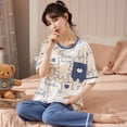 thumbnail image 1 of Pijama de algodón de dibujos animados para mujer, ropa de dormir de manga corta, pantalones largos, moda coreana, ropa de casa con estampado de conejo, verano, nuevo, 1 of 4