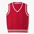 thumbnail image 2 of Suéteres de punto blancos a rayas para hombre, ropa azul sin mangas para hombre, chaleco con cuello en V, chaleco rojo, jerséis, sudadera, cigarrillo de algodón, 2 of 5